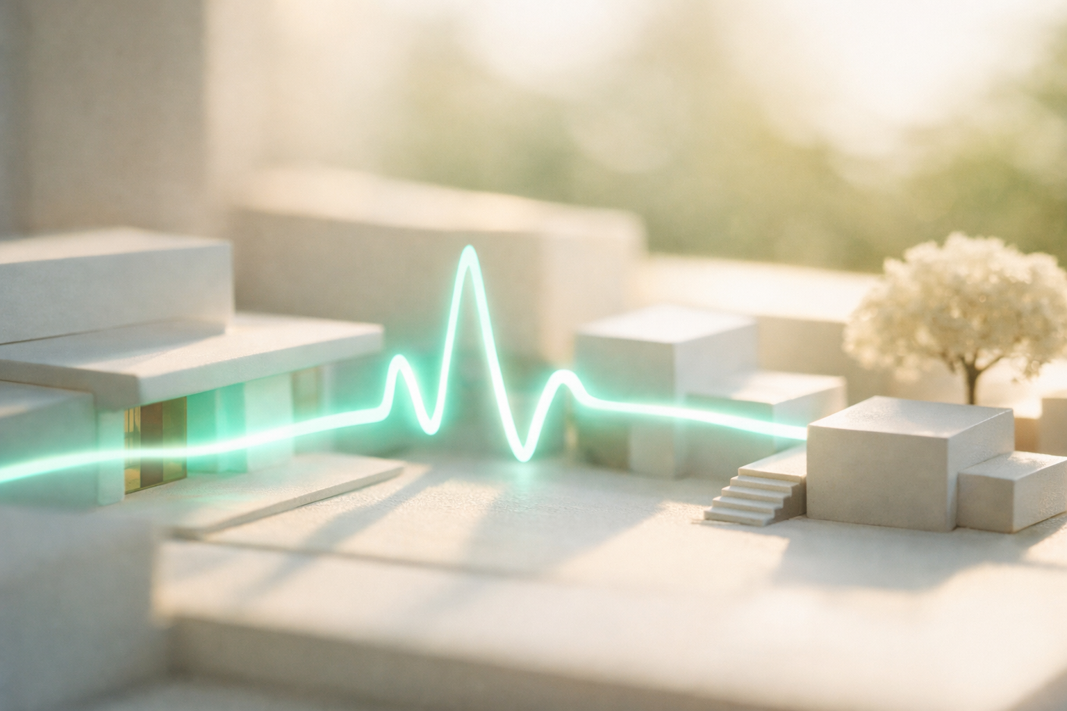 Mimari model üzerinde ışık çizgisi